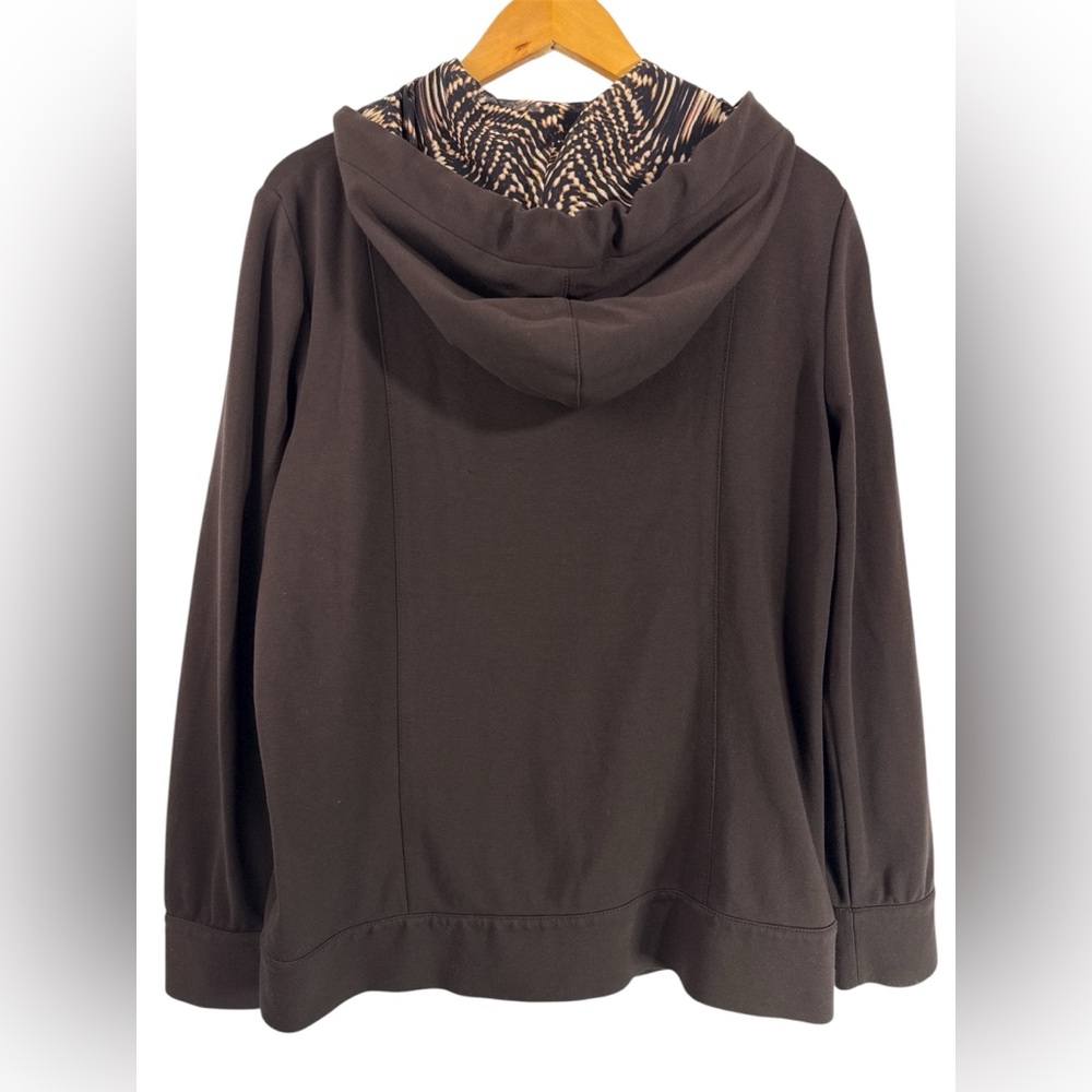St. John Sport Women’s Brown Full Zip Hoodie Jacket Gold Logo Hardware Size M - Picture 2 of 10